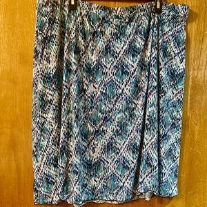Cato Blue/Teal/White Fun A-Line Skirt 22/24W